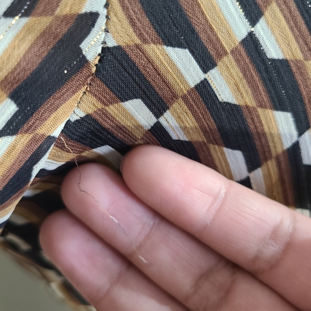 Zara Brown Geometric Long Sleeve Shirt Dress - Picture 6 of 10